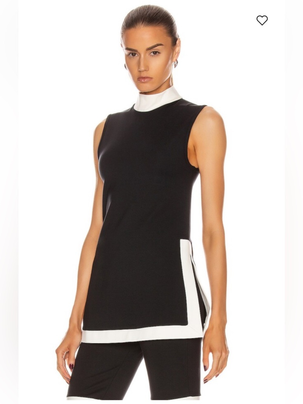 STAUD Black & White Sleeveless Contrast Tunic